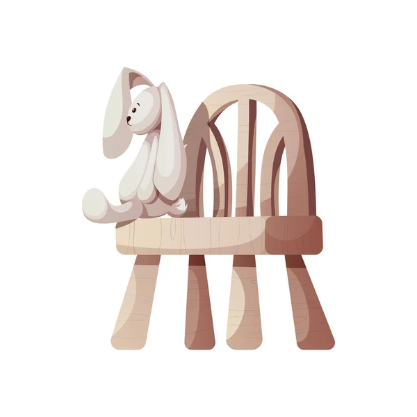Bebek Sandalyesinde Oturan Peluş Tavşan Çocuk Oyuncakları Çocuk Mağazası Oyun — Stok Vektör