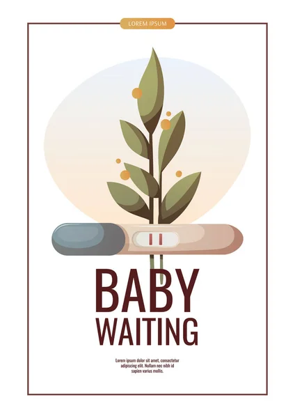 Flyer Design Positive Pregnancy Test Baby Waiting Maternity Motherhood Medicini — Stock Vector