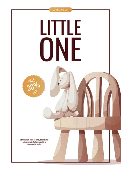 Flyer Design Plush Bunny Child Chair Baby Waiting Children Toys — Stock Vector