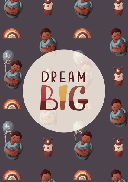 Kartenset Mit Schlafenden Neugeborenen Spielzeug Luftballons Neugeborenes Geburt Babypflege Babypause — Stockvektor