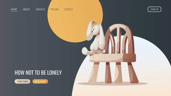 毛绒绒的兔子坐在孩子的椅子上 儿童玩具 儿童商店 童年的概念 网站的矢量图解 — 图库矢量图片