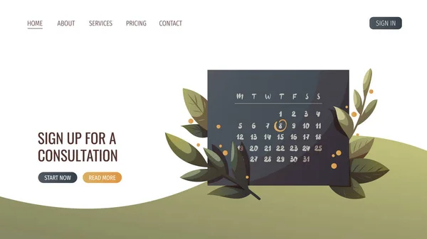 毎月のカレンダー 予定も プランナーの概念 ポスター バナー ウェブサイトのベクトルイラスト — ストックベクタ
