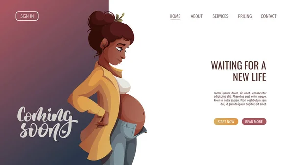 Gravid Kvinna Stående Profil Moderskap Föräldraskap Graviditetskoncept Vektor Illustration För — Stock vektor