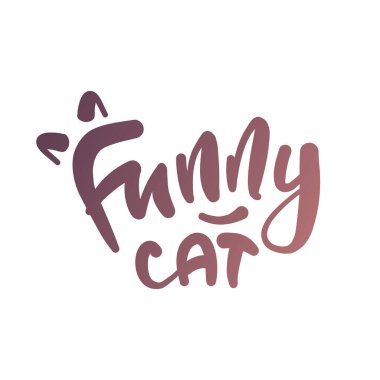 Çizgi film kedisi olan kusursuz vektör kartı. Komik kedi.