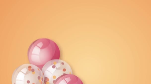 Gelukkige Verjaardag Geanimeerde Beelden Met Ballonnen — Stockvideo