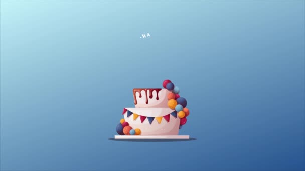 Przyjęcie Urodzinowe Animowane Materiał Tortem — Wideo stockowe