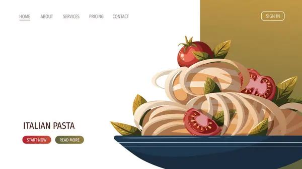 イタリア料理ウェブページ Pasta — ストックベクタ