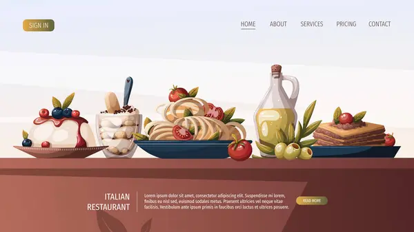 Italienische Küche Website Vektorillustration Italienisches Restaurant — Stockvektor