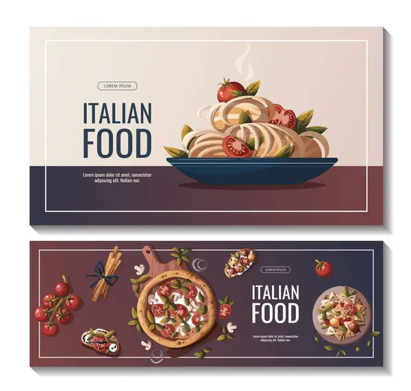 Vielfalt Der Beliebtesten Gerichte Der Italienischen Küche lizenzfreie Stockillustrationen
