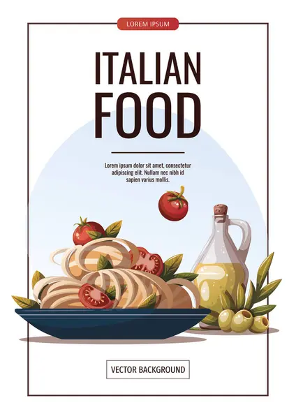 Cartaz Cozinha Italiana Macarrão Italiano Tradicional Ilustração Vetorial Vetor De Stock