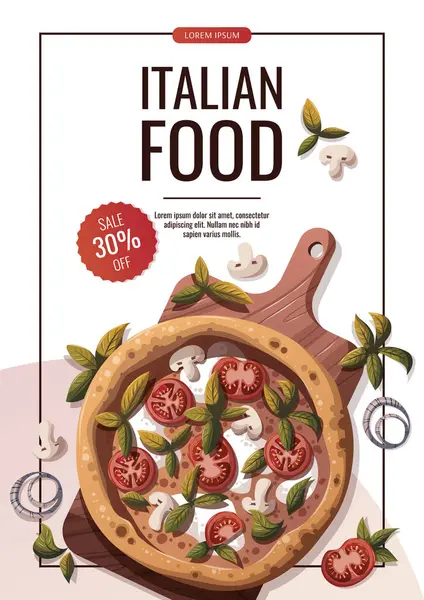 Modelo Banner Comida Italiana Com Pizza Vetores De Stock Royalty-Free