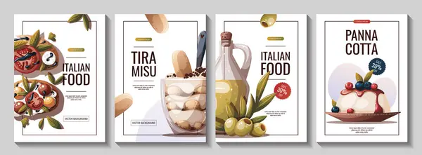 Italienische Küche Flyer Set Vektor Illustration Stockillustration