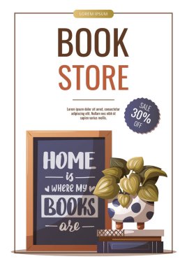 kitapçı broşürü vektör çizimi