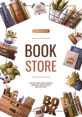 kitapçı broşürü vektör çizimi