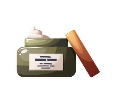 Beyaz arka planda kremalı kavanoz. Güzellik, cilt bakımı, vücut bakımı, kozmetik konsept. İzole vektör illüstrasyonu.