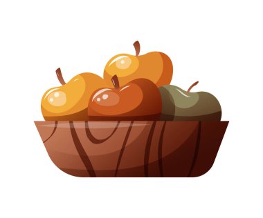 Tahta elma kasesi. Kartpostal, poster, kart için vektör illüstrasyonu.