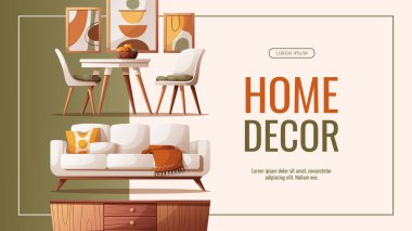 çevrimiçi alışveriş için ev dekorasyonu afişi. 