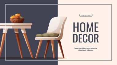 Mobilyalı iç afiş. Masalı sandalye. 