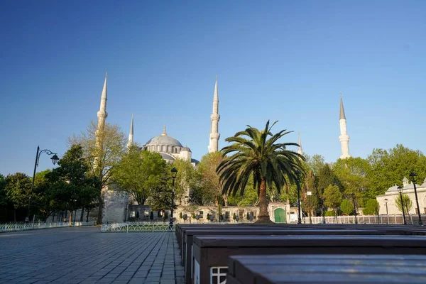 Istambul Turquia Bela Vista Rua Limpa Quintal Frente Santa Sofia Imagem De Stock