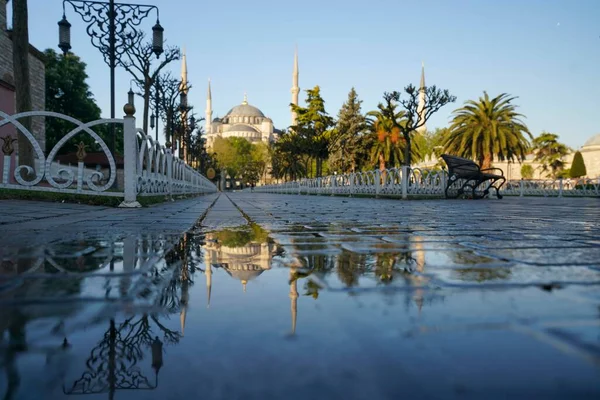 Istambul Turquia Bela Vista Rua Limpa Quintal Hagia Sophia Mesquita Fotografia De Stock