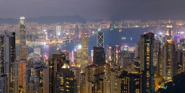 Victoria Tepesi 'nden Hong Kong' a gece görüşü