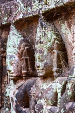 Angkor Thom, Siem Reap, Kamboçya, cüzzamlı kral terasında rahatlama, antik Angkor Thom şehrinin bir parçası.