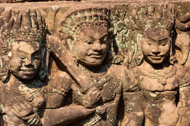 Angkor Thom, Siem Reap, Kamboçya, cüzzamlı kral terasında rahatlama, antik Angkor Thom şehrinin bir parçası.