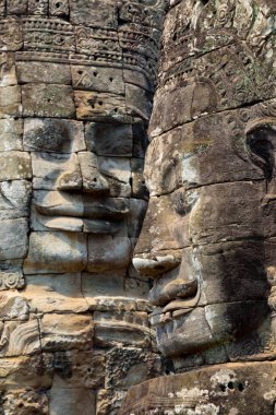 Bayon Tapınağı, Angkor, Siem Reap, Kamboçya, Bayon 'daki dev başkanlar, Angkor kompleksinin içindeki tapınaklardan biri.