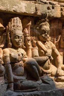 Angkor Thom, Siem Reap, Kamboçya, cüzzamlı kral terasında rahatlama, antik Angkor Thom şehrinin bir parçası.
