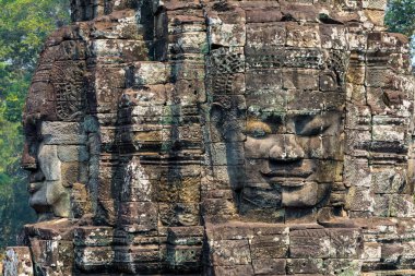 Bayon Tapınağı, Angkor, Siem Reap, Kamboçya, Bayon 'daki dev başkanlar, Angkor kompleksinin içindeki tapınaklardan biri.