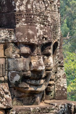 Bayon Tapınağı, Angkor, Siem Reap, Kamboçya, Bayon 'daki dev başkanlar, Angkor kompleksinin içindeki tapınaklardan biri.