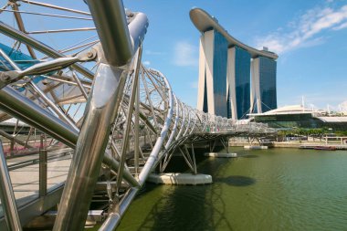 bay sands Singapur Helix Köprüsü ve marina