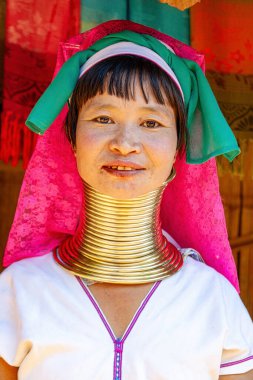 Tepe Kabileleri Chiang Rai Tayland 23 Ocak 2007 Uzun Boylu Karen kabilesinin Leydisi