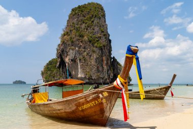 Tropik sahil ve tekne, Tayland, Yengeç
