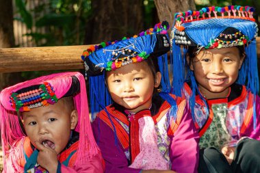 Tepe kabileleri, Chiang Rai, Tayland - 23 Ocak 2007: Risu kabilesinin çocukları.