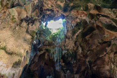Stalactites ve Light Shaft, Camotes, Filipinler ile Büyük Kireçtaşı Mağarası Görünümü 