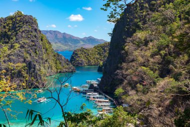 Coron Palawan Filipinleri 12 Nisan 2018 Cyc plajının genel manzarası