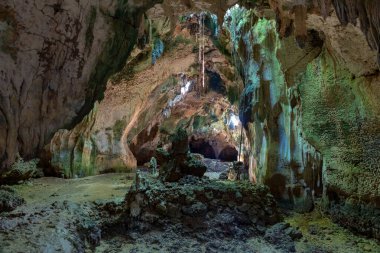 Doğal Mağara İçi, Speleoloji Keşfi, Kireçtaşı Kaya oluşum Mağarası, Kameralar, Filipinler 