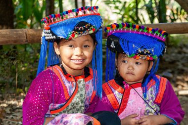 Tepe kabileleri, Chiang Rai, Tayland - 23 Ocak 2007: Risu kabilesinin çocukları.