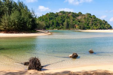 Phuket Tayland 'da yeşillikli sakin deniz sahnesi