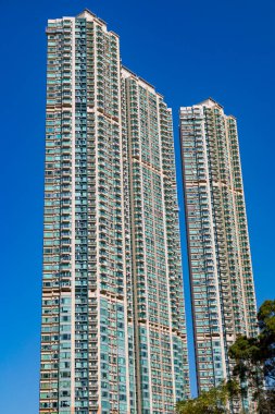 Hong Kong 'daki yüksek yerleşim yerleri silueti