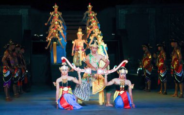 Geleneksel Cava Ramayana Sahnesi, Endonezya Kültür Draması, Destansı Tiyatro Gösterisi 