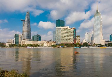 Ho Chi Minh City Skyline, Vietnam Modern Mimari, Saigon Nehri Seyahat Hedefi