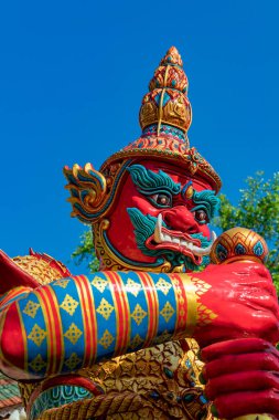 Phuket, Thailand - February 14, 2018: A Yak or giant demon. Temple guardian of Wat Khao Rang