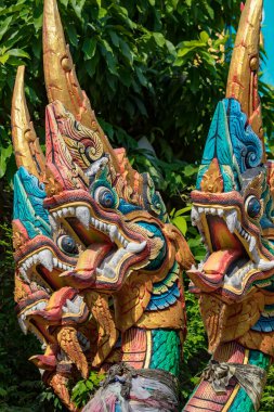 Phuket, Thailand - February 14, 2018: The Naga, a mythical serpent, at Wat Khao Rang