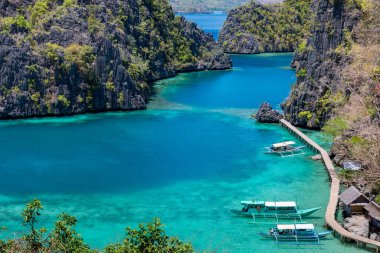Coron Palawan Filipinleri, Bangka Botları, Tropik Manzara, Filipinler
