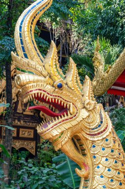 Tayland, Chiang Rai 'de Naga olarak bilinen efsanevi bir yılanın heykeli.