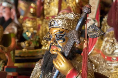 Phuket, Tayland - 14 Şubat 2018: Phuket, Tayland 'daki Bang Neow Tapınağı' nda Çin atalarının heykelleri