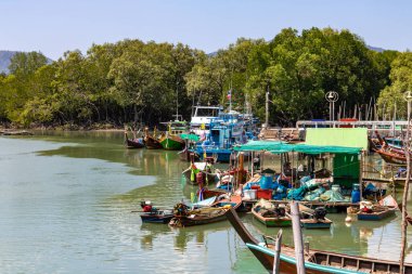 Tayland 'da Phuket nehrine renkli tekneler yanaştı
