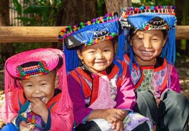 Tepe kabileleri, Chiang Rai, Tayland - 23 Ocak 2007: Risu kabilesinin çocukları.
